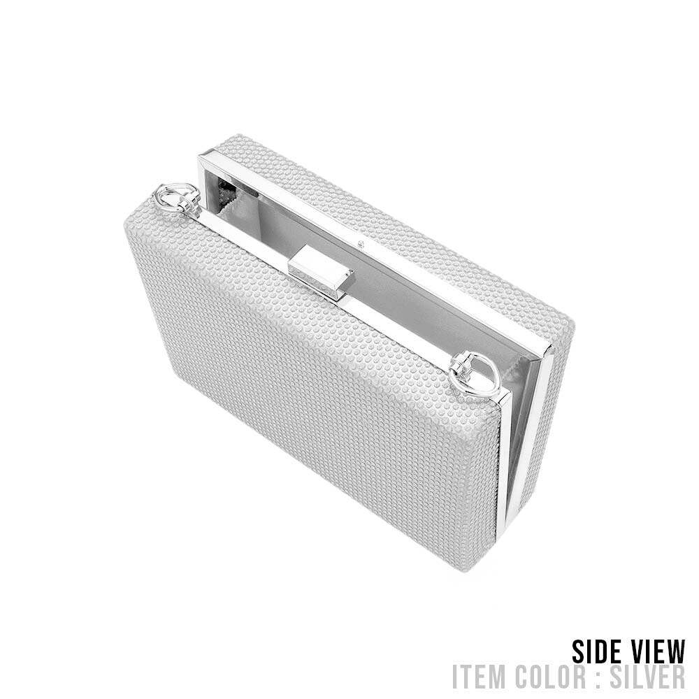 Shimmery Rectangle Evening Clutch Crossbody Bag - Madeline Love - Flyclothing LLC
