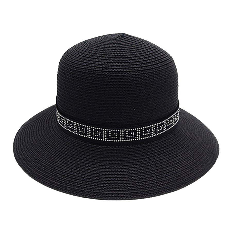 Greek Pattern Band Straw Sun Hat - Madeline Love - Flyclothing LLC