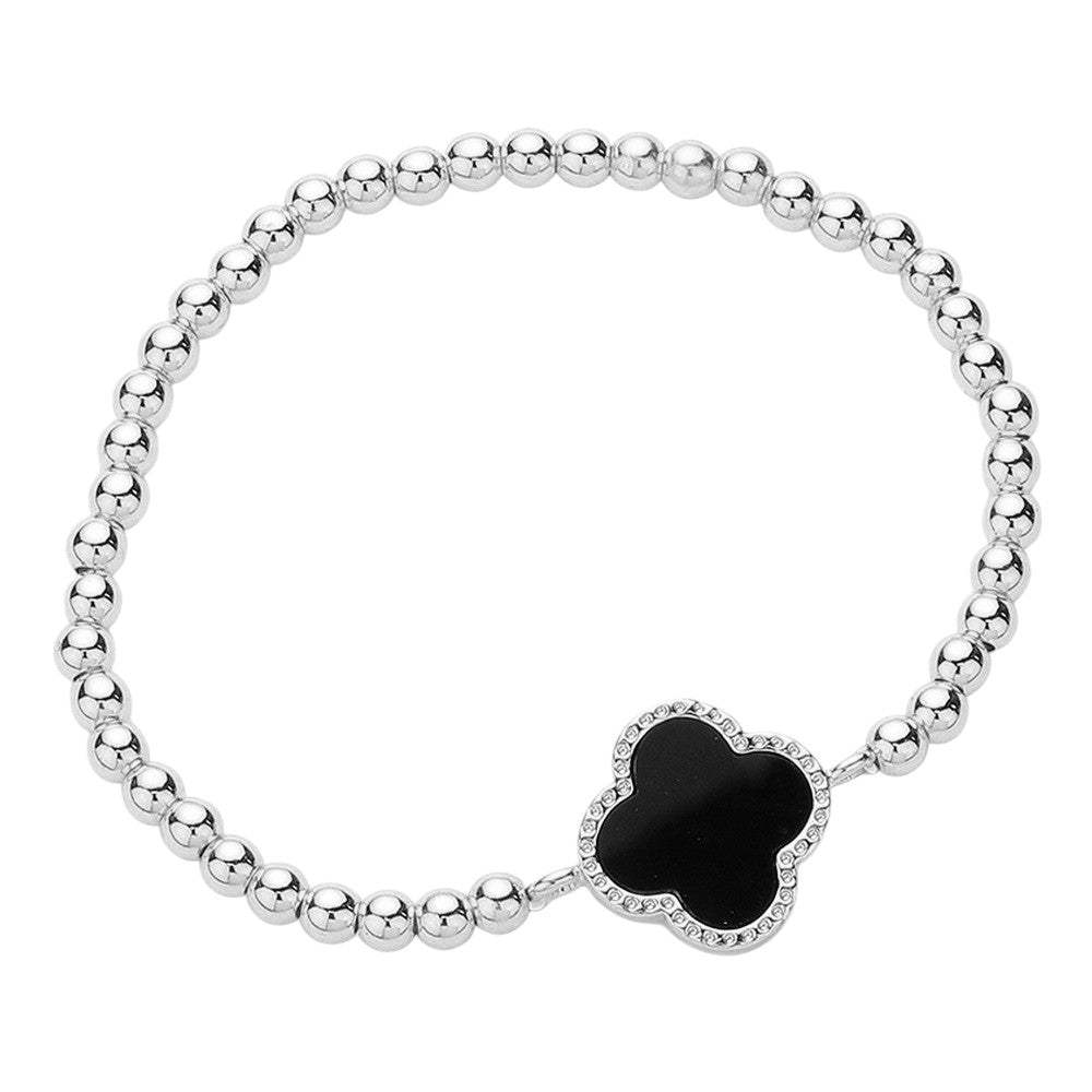Quatrefoil Pointed Stainless Steel Ball Beaded Stretch Bracelet - Madeline Love - Flyclothing LLC