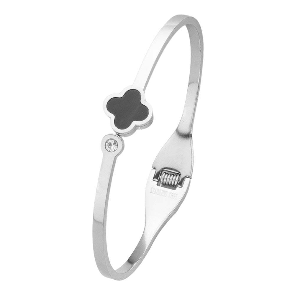 Quatrefoil Pointed Stainless Steel Hinged Bangle Bracelet - Madeline Love - Flyclothing LLC