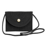 Solid Color With Pearl Button Straw Micro Crossbody Bag - Madeline Love - Flyclothing LLC