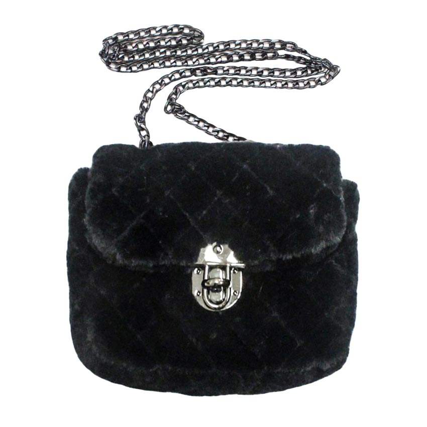 Solid Faux Fur Crossbody Bag - Madeline Love - Flyclothing LLC