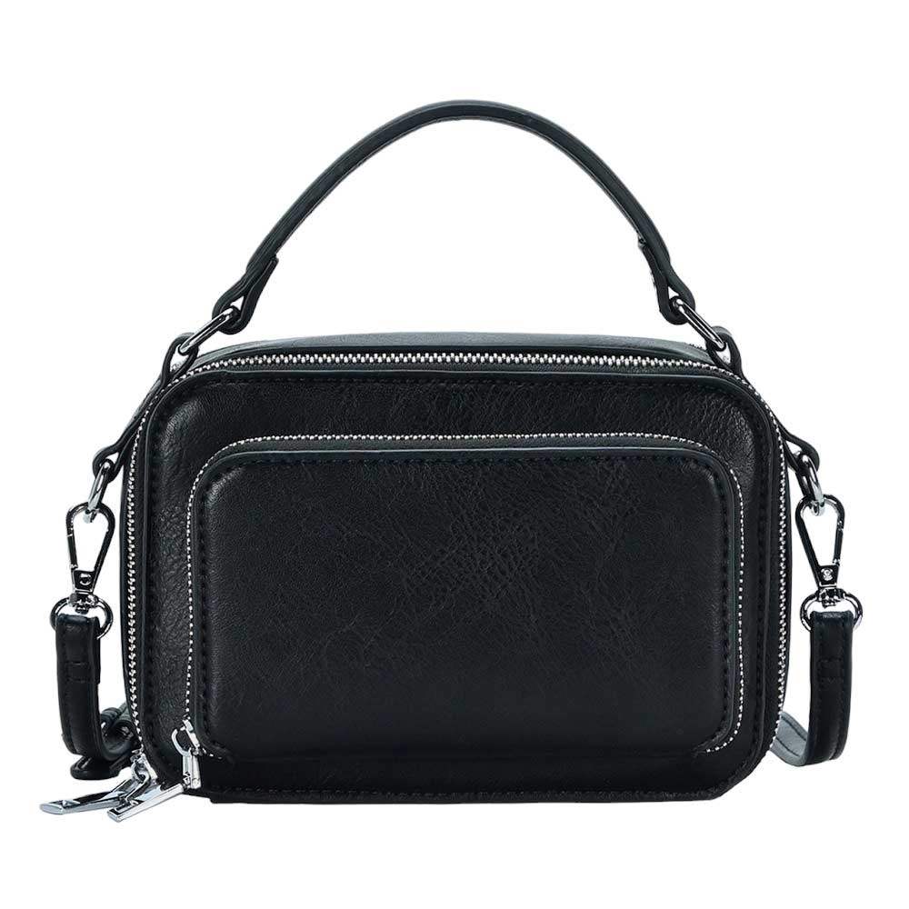 Solid Faux Leather Rectangle Tote Crossbody Bag - Madeline Love - Flyclothing LLC