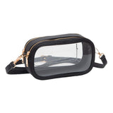 Solid Faux Leather Transparent Rectangle Crossbody Bag - Madeline Love - Flyclothing LLC