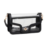 Solid Faux Leather Transparent Rectangle Shoulder Bag - Madeline Love - Flyclothing LLC