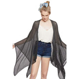 Solid Knitted Mesh Trimmed Ruana - Madeline Love - Flyclothing LLC