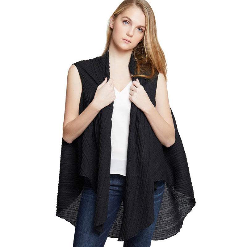 Solid Pleated Vest - Madeline Love - Flyclothing LLC