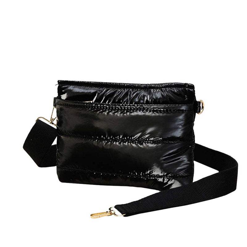 Glossy Solid Puffer Crossbody Bag - Madeline Love - Flyclothing LLC