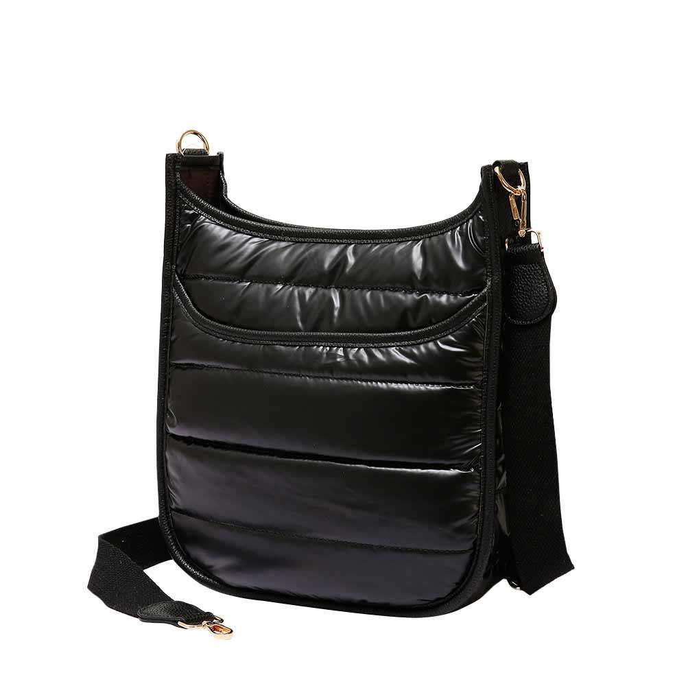 Solid Quilted Shiny Puffer Crossbody Bag - Madeline Love - Flyclothing LLC