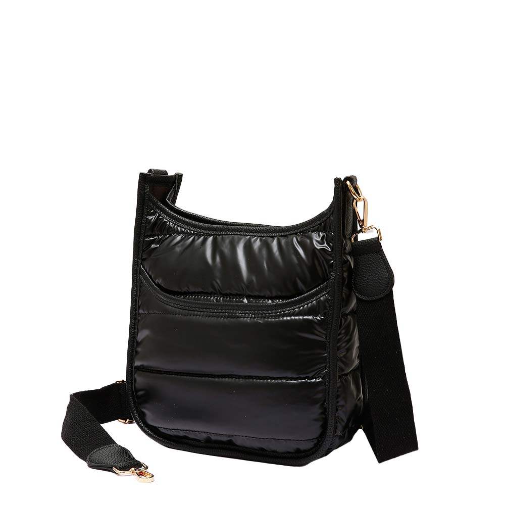 Solid Quilted Shiny Puffer Mini Crossbody Bag - Madeline Love - Flyclothing LLC