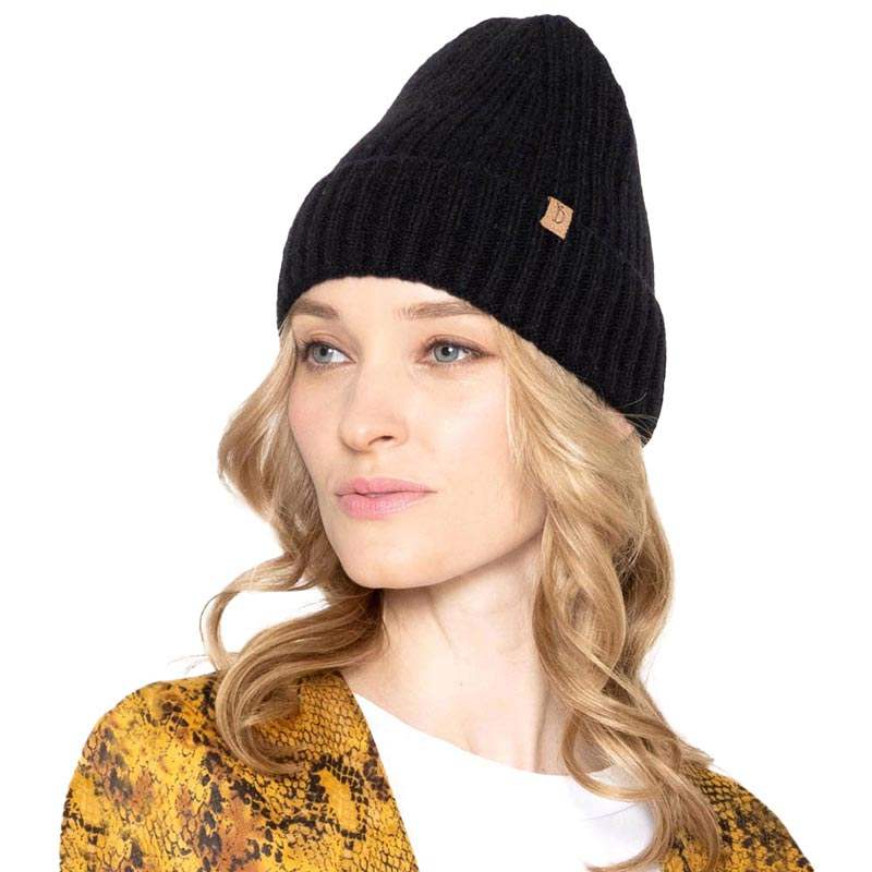 Solid Ribbed Cuff Beanie Hat - Madeline Love - Flyclothing LLC