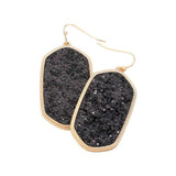 Sparkly Hexagon Frame Dangle Earrings - Madeline Love - Flyclothing LLC