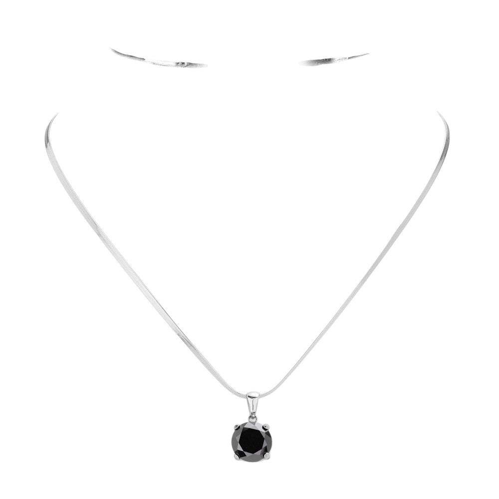 Stainless Steel CZ Round Pendant Necklace - Madeline Love - Flyclothing LLC