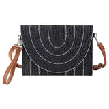 Stitch Detailed Straw Crossbody Bag - Madeline Love - Flyclothing LLC