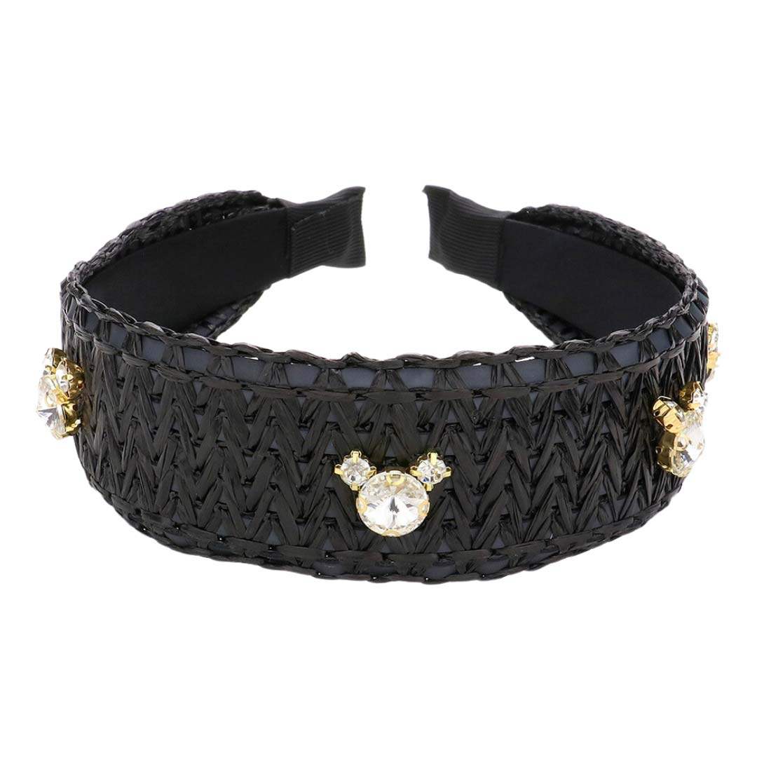 Stone Embellished Woven Straw Headband - Madeline Love - Flyclothing LLC