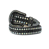 Black Strap With Black & Multi Color Studded Rhinestone Belt - Rhinestone Belt Store - Flyclothing LLC