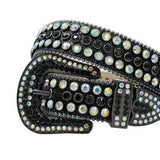 Black Strap With Black & Multi Color Studded Rhinestone Belt - Rhinestone Belt Store - Flyclothing LLC