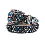 Black Strap With Black & Multi Studded Rhinestone Belt - Rhinestone Belt Store - Flyclothing LLC