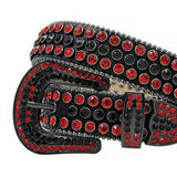 Black Strap With Black & Red Studded Rhinestone Belt - Rhinestone Belt Store - Flyclothing LLC
