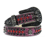 Black Strap With Black & Red Studded Rhinestone Belt - Rhinestone Belt Store - Flyclothing LLC