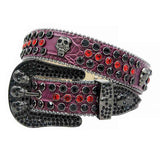 Black Strap With Black & Red Studded Rhinestone Belt - Rhinestone Belt Store - Flyclothing LLC