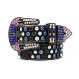 Black Skull Strap With Multi Studded Rhinestone Belt - Rhinestone Belt Store - Flyclothing LLC