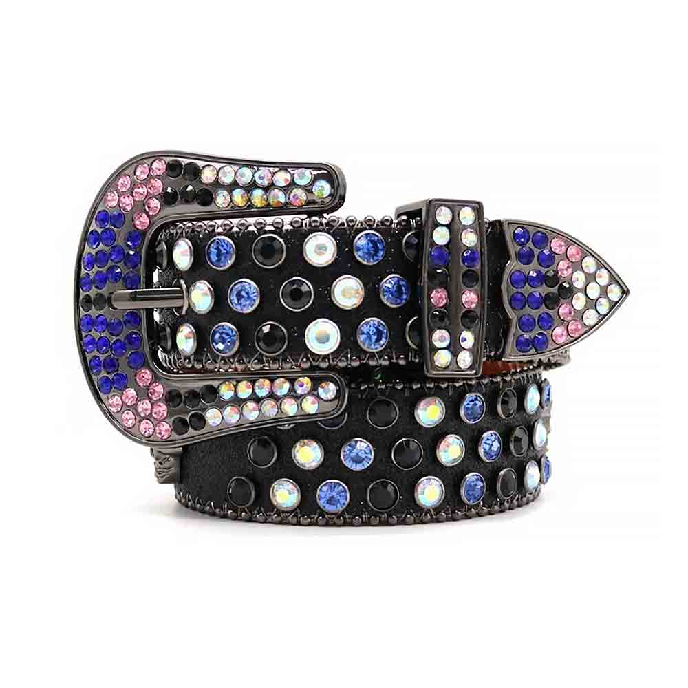 Black Skull Strap With Multi Studded Rhinestone Belt - Rhinestone Belt Store - Flyclothing LLC