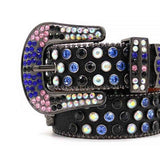 Black Skull Strap With Multi Studded Rhinestone Belt - Rhinestone Belt Store - Flyclothing LLC