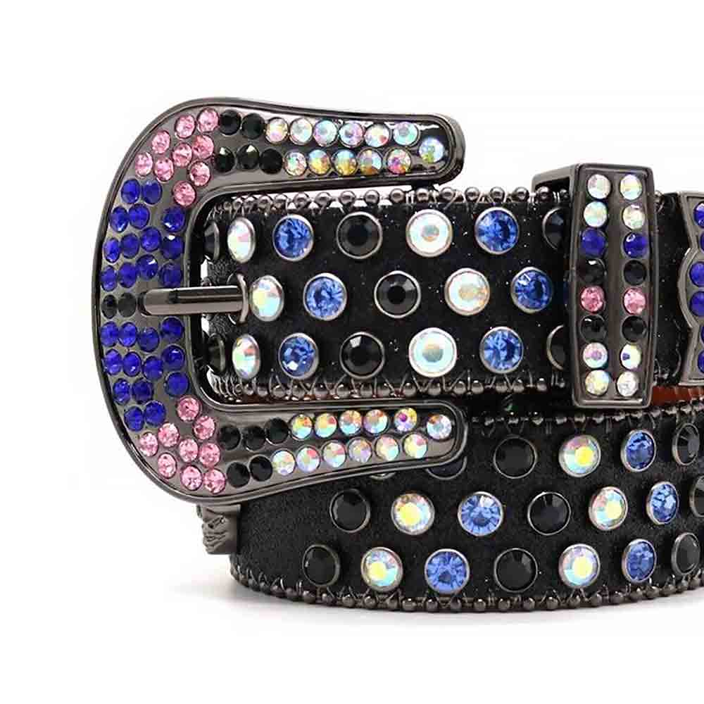 Black Skull Strap With Multi Studded Rhinestone Belt - Rhinestone Belt Store - Flyclothing LLC