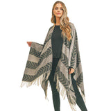 Stripe Chevron Tassel Ruana - Madeline Love - Flyclothing LLC
