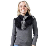 Stripe Knit Tube Scarf With Tassel - Madeline Love - Flyclothing LLC