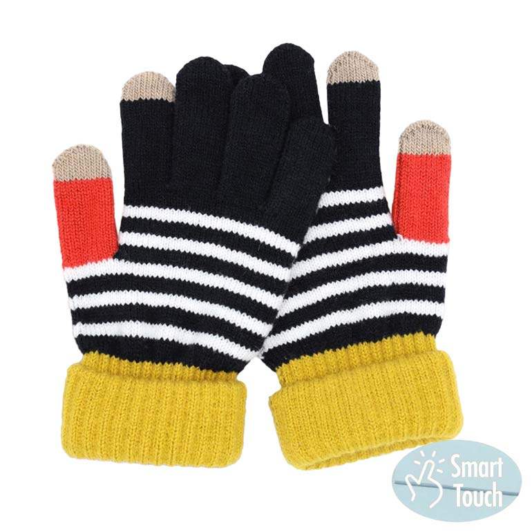 Stripe Pattern Smart Gloves - Madeline Love - Flyclothing LLC