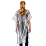 Striped Lurex Cover Up Poncho Kimono Poncho - Madeline Love - Flyclothing LLC