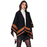 Striped Shoulder Strap Ruana Poncho - Madeline Love - Flyclothing LLC