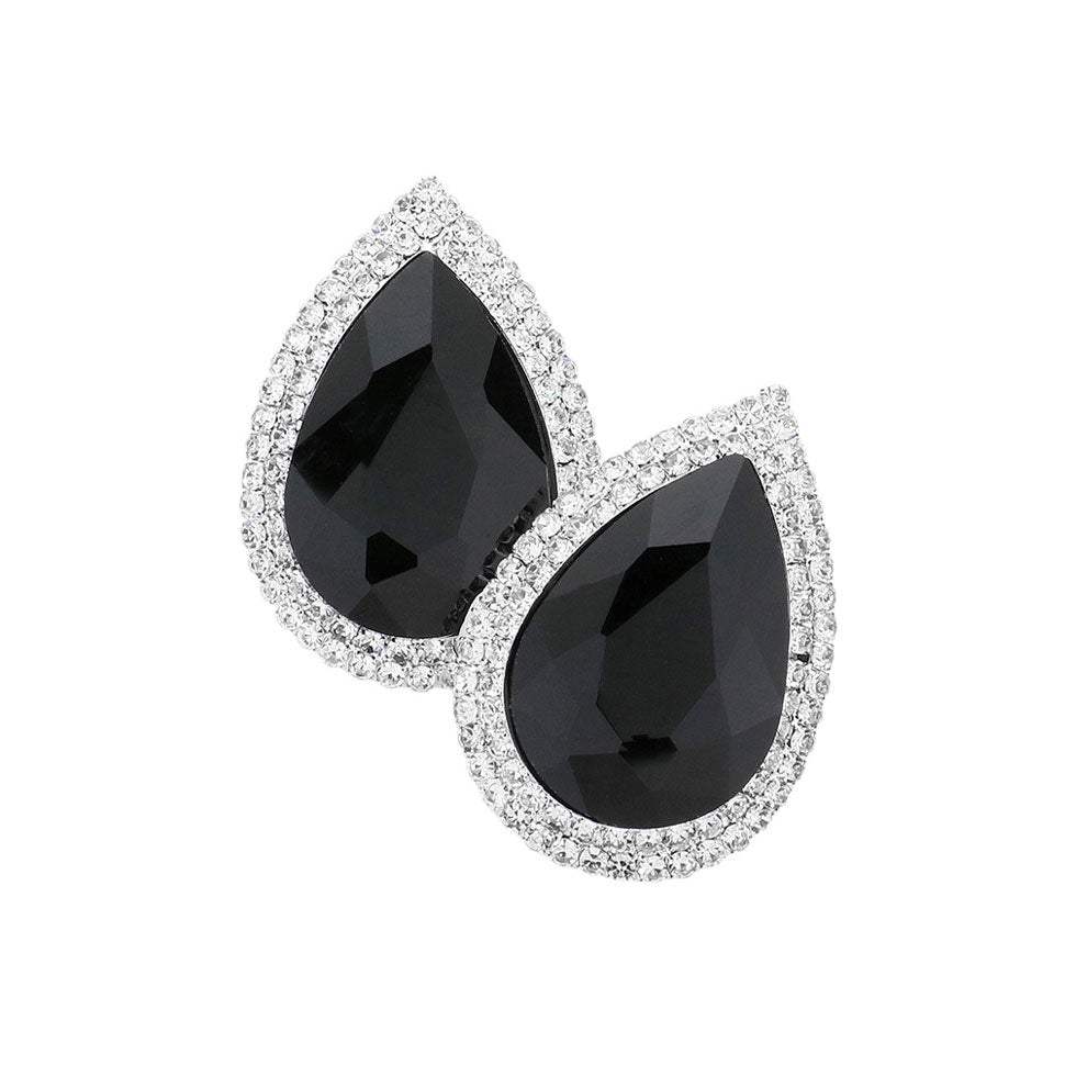 Teardrop Stone Accented Evening Earrings - Madeline Love - Flyclothing LLC