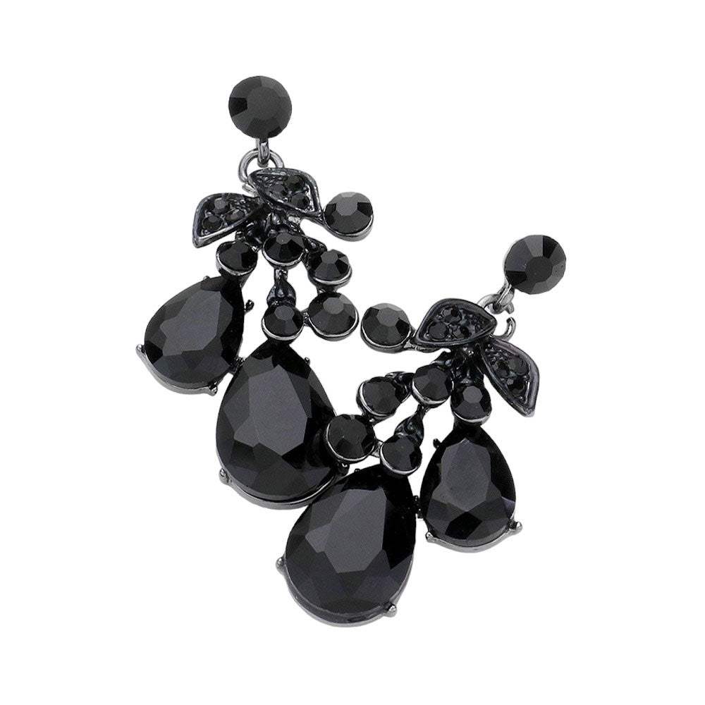 Teardrop Stone Cluster Dangle Evening Earrings - Madeline Love - Flyclothing LLC