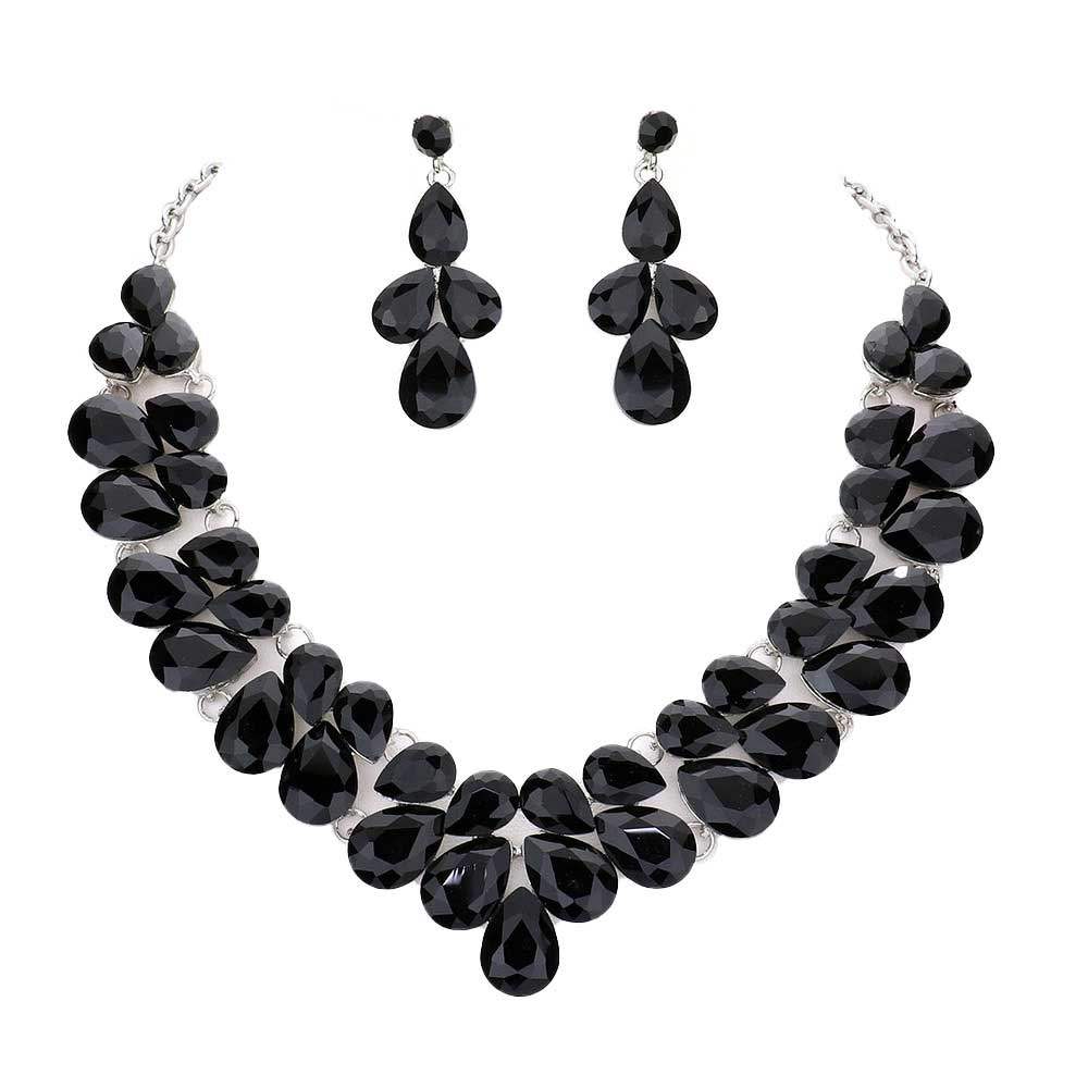 Teardrop Stone Cluster Evening Necklace - Madeline Love - Flyclothing LLC