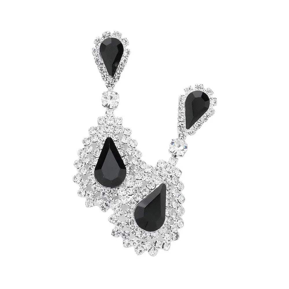 Teardrop Stone Dangle Evening Earrings - Madeline Love - Flyclothing LLC