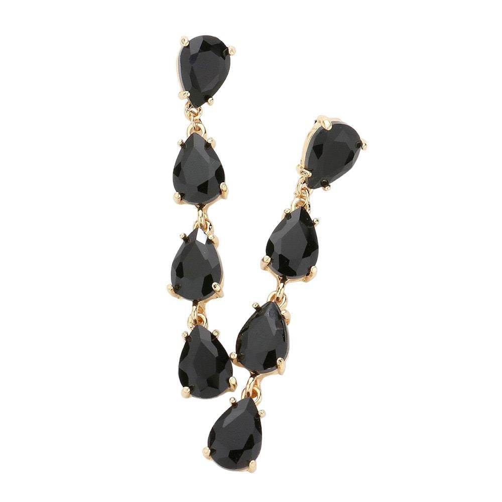 Teardrop Stone Link Dangle Evening Earrings - Madeline Love - Flyclothing LLC
