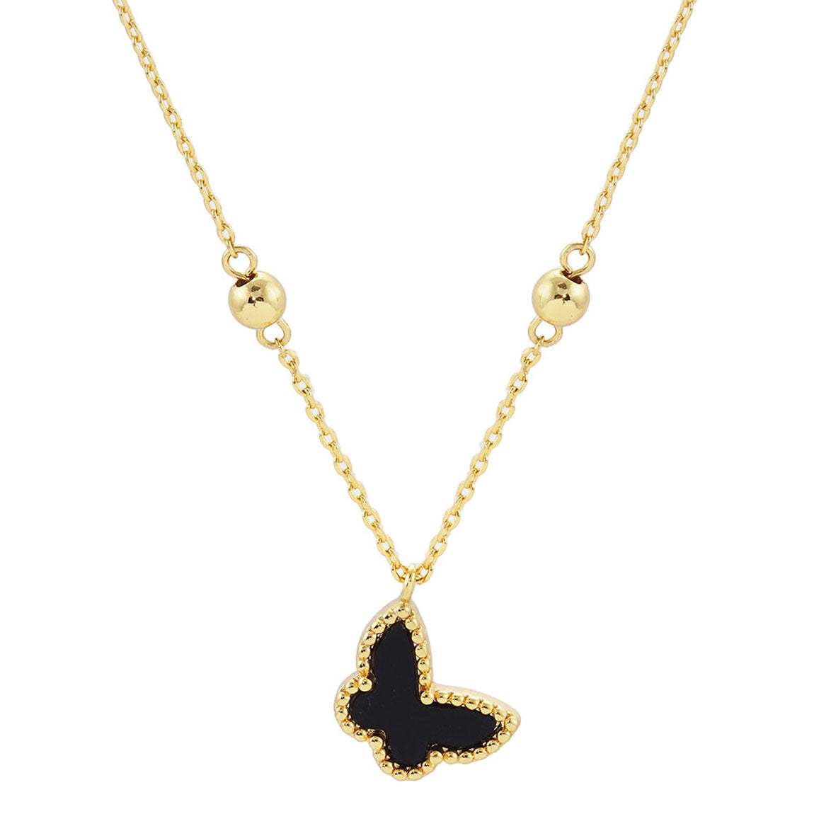 Top Gold Dipped Enamel Butterfly Pendant Necklace - Madeline Love - Flyclothing LLC