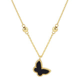 Top Gold Dipped Enamel Butterfly Pendant Necklace - Madeline Love - Flyclothing LLC