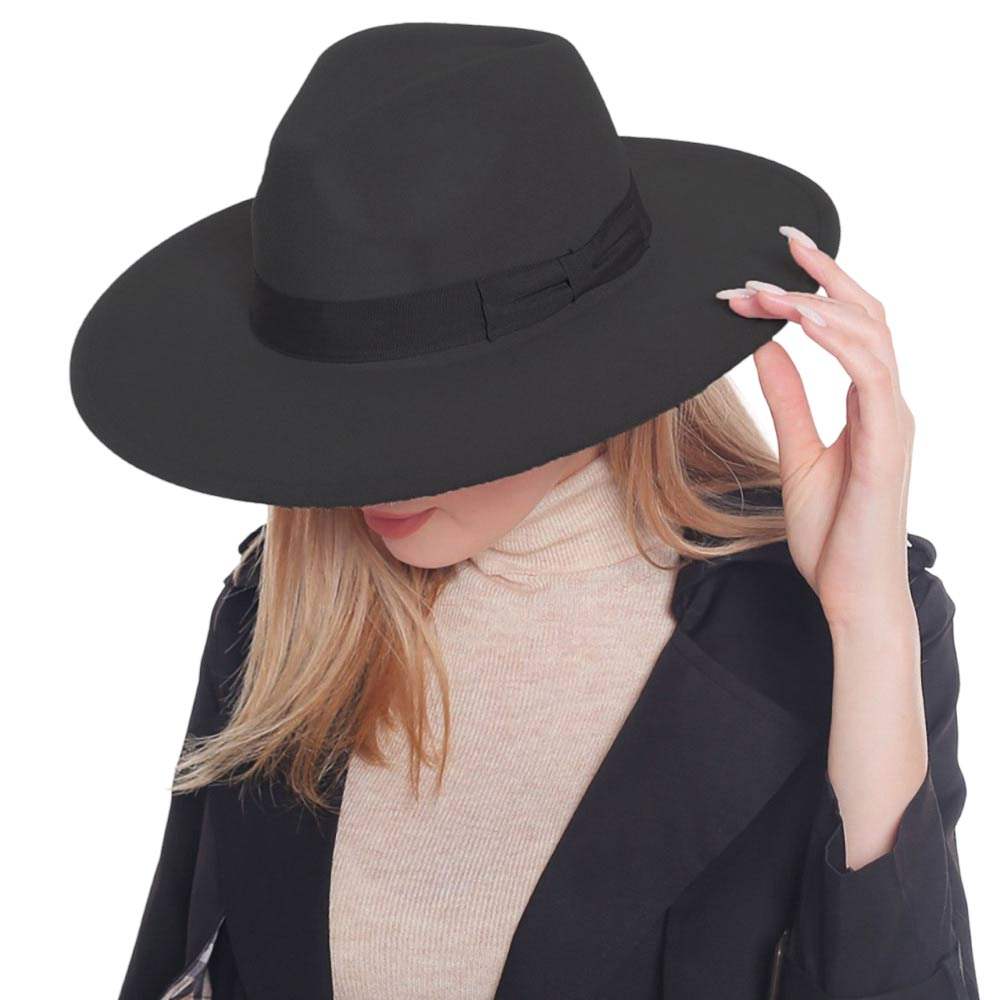 Bow Band Pointed Solid Panama Hat - Madeline Love - Flyclothing LLC