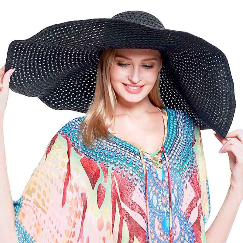 Super Wide Brim Straw Sun Hat - Madeline Love - Flyclothing LLC