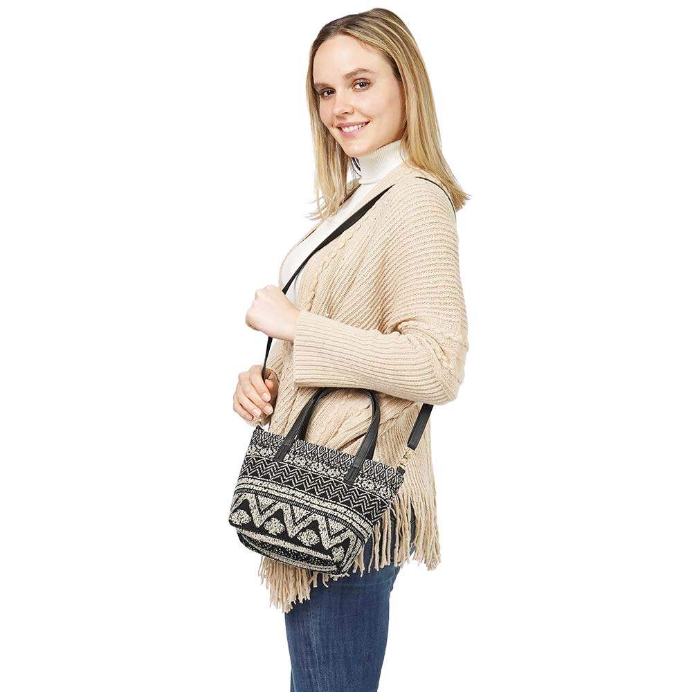Tribal Patterned Tote Crossbody Bag - Madeline Love - Flyclothing LLC