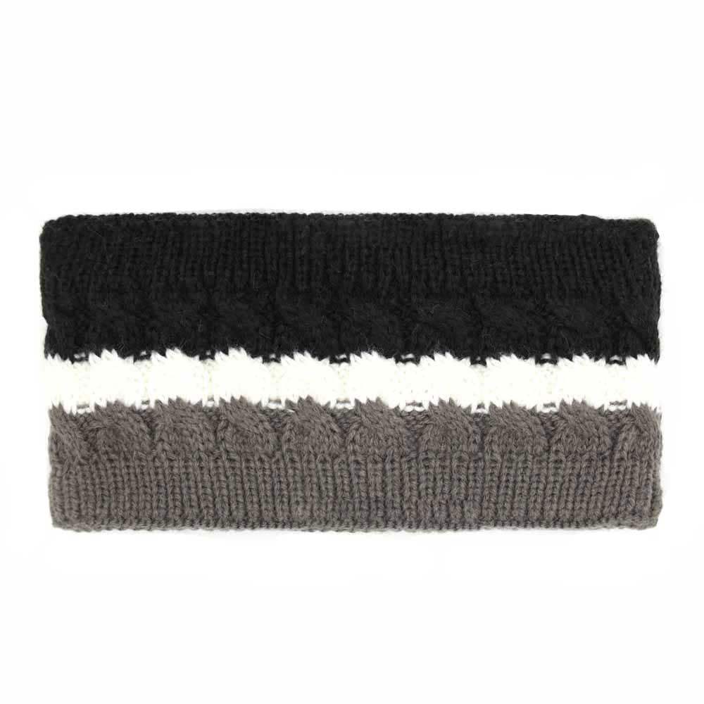 Triple Colored Cable Knit Fleece Headband Earwarmer Earmuff - Madeline Love - Flyclothing LLC