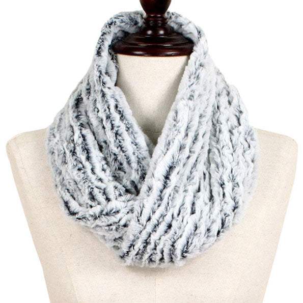 Two Tone Fuzzy Fur Infinity Scarf - Madeline Love - Flyclothing LLC