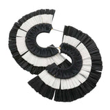 Two Tone Raffia Half Round Earrings - Madeline Love - Flyclothing LLC