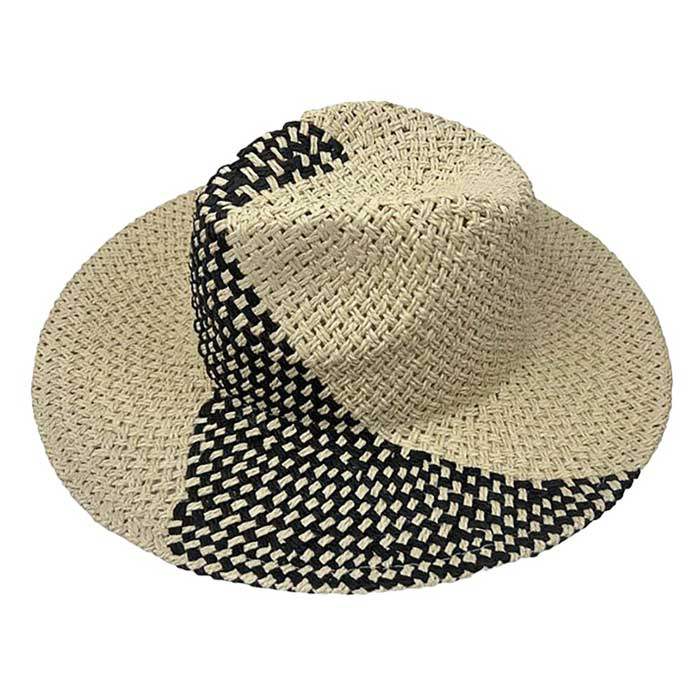 Two Tone Woven Straw Fedora Hat - Madeline Love - Flyclothing LLC
