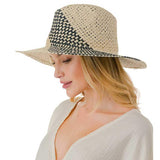 Two Tone Woven Straw Fedora Hat - Madeline Love - Flyclothing LLC