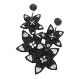 Beaded Double Flower Link Dangle Earrings - Madeline Love - Flyclothing LLC